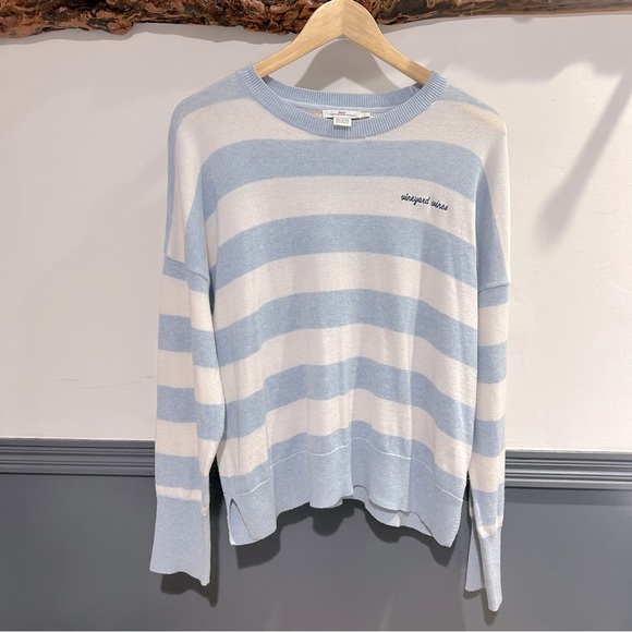 Vineyard Vines Blue & White Striped Pullover Sweater size L - Picture 1 of 13